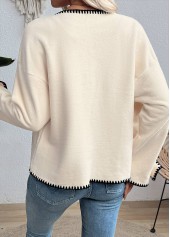 Beige Tummy Coverage Long Sleeve Round Neck Coat | thumb picture 