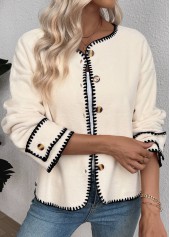 Beige Tummy Coverage Long Sleeve Round Neck Coat | thumb picture 