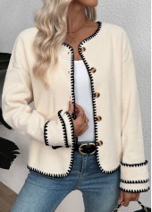 Beige Tummy Coverage Long Sleeve Round Neck Coat