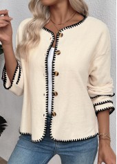 Beige Tummy Coverage Long Sleeve Round Neck Coat | thumb picture 