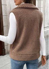 Dark Coffee Kangaroo Pocket Sleeveless Turn Down Collar Waistcoat | thumb picture 