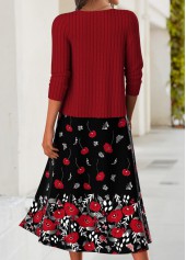 Red Tummy Coverage Floral Print Dress and Cardigan | thumb picture 