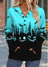 Halloween Cyan Tummy Coverage Long Sleeve Hoodie | thumb picture 