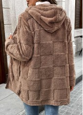 Dark Coffee Double Side Pockets Long Sleeve Hooded Coat | thumb picture 