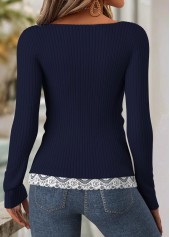 Navy Tummy Coverage Long Sleeve Scoop Neck T Shirt | thumb picture 