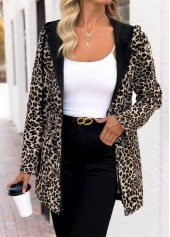 Black Reversible Tummy Coverage Leopard Long Sleeve Hooded Coat | thumb picture 