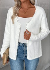 White Tummy Coverage Long Sleeve Cardigan