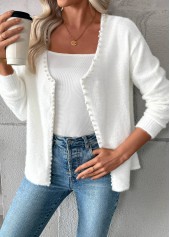 White Tummy Coverage Long Sleeve Cardigan