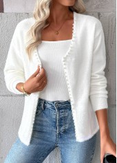 White Tummy Coverage Long Sleeve Cardigan
