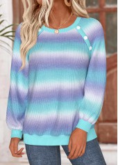 Multi Color Tummy Coverage Ombre Long Sleeve Sweatshirt