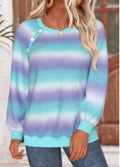 Multi Color Tummy Coverage Ombre Long Sleeve Sweatshirt | thumb picture 
