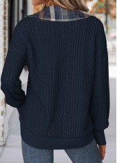 Navy Tummy Coverage Plaid Long Sleeve Sweatshirt | thumb picture 