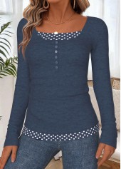 Navy Tummy Coverage Polka Dot Long Sleeve T Shirt | thumb picture 
