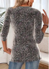 Dark Grey Twist Long Sleeve V Neck T Shirt | thumb picture 