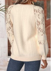 Beige Tummy Coverage Long Sleeve Round Neck Sweatshirt | thumb picture 