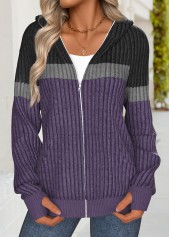Dark Purple Tummy Coverage Long Sleeve Hoodie
