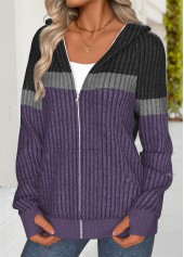 Dark Purple Tummy Coverage Long Sleeve Hoodie | thumb picture 