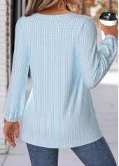 Light Blue Tummy Coverage Long Sleeve V Neck Blouse | thumb picture 
