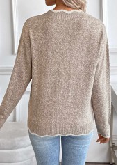 Light Camel Tummy Coverage Long Sleeve V Neck Sweater | thumb picture 