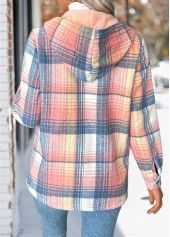 Pink Tummy Coverage Plaid Long Sleeve Hooded Coat | thumb picture 