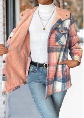 Pink Tummy Coverage Plaid Long Sleeve Hooded Coat | thumb picture 