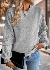 Grey Tummy Coverage Long Sleeve Round Neck Sweater | thumb picture 