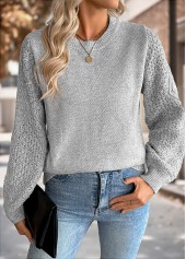 Grey Tummy Coverage Long Sleeve Round Neck Sweater | thumb picture 