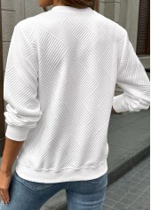 White Zipper Long Sleeve Round Neck Sweatshirt | thumb picture 