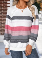Raw White Tummy Coverage Striped Long Sleeve Sweatshirt | thumb picture 