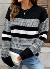 Black Tummy Coverage Long Sleeve Round Neck Sweater | thumb picture 
