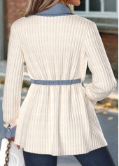 Beige Tummy Coverage Long Sleeve Shirt Collar Coat | thumb picture 