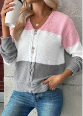 Pink Tummy Coverage Long Sleeve V Neck Sweater | thumb picture 
