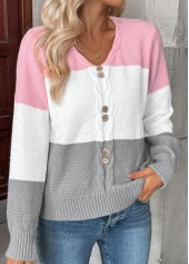 Pink Tummy Coverage Long Sleeve V Neck Sweater | thumb picture 