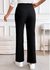 Black Pocket Straight Leg Elastic Waist High Waisted Pants | thumb picture 