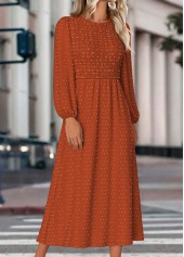 Terracotta Tummy Coverage Long Sleeve Round Neck Dress