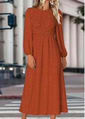 Terracotta Tummy Coverage Long Sleeve Round Neck Dress | thumb picture 