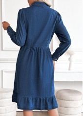 Denim Blue Tummy Coverage Long Sleeve Shirt Collar Dress | thumb picture 