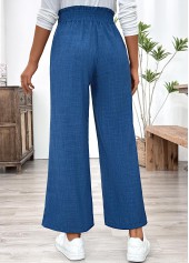 Blue Wide Leg Elastic Waist High Waisted Pants | thumb picture 