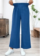 Blue Wide Leg Elastic Waist High Waisted Pants | thumb picture 