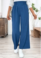 Blue Wide Leg Elastic Waist High Waisted Pants | thumb picture 