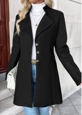 Black Tummy Coverage Long Sleeve Lapel Coat | thumb picture 
