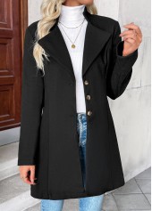 Black Tummy Coverage Long Sleeve Lapel Coat | thumb picture 