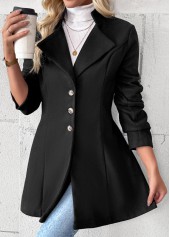 Black Tummy Coverage Long Sleeve Lapel Coat | thumb picture 