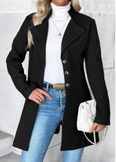 Black Tummy Coverage Long Sleeve Lapel Coat | thumb picture 
