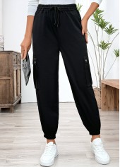 Black Pocket Jogger Elastic Waist High Waisted Pants | thumb picture 