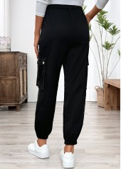 Black Pocket Jogger Elastic Waist High Waisted Pants | thumb picture 