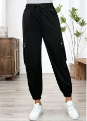 Black Pocket Jogger Elastic Waist High Waisted Pants | thumb picture 
