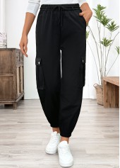Black Pocket Jogger Elastic Waist High Waisted Pants | thumb picture 