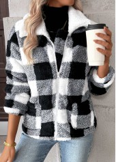 Black Tummy Coverage Plaid Long Sleeve Coat | thumb picture 