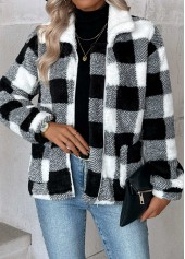 Black Tummy Coverage Plaid Long Sleeve Coat | thumb picture 